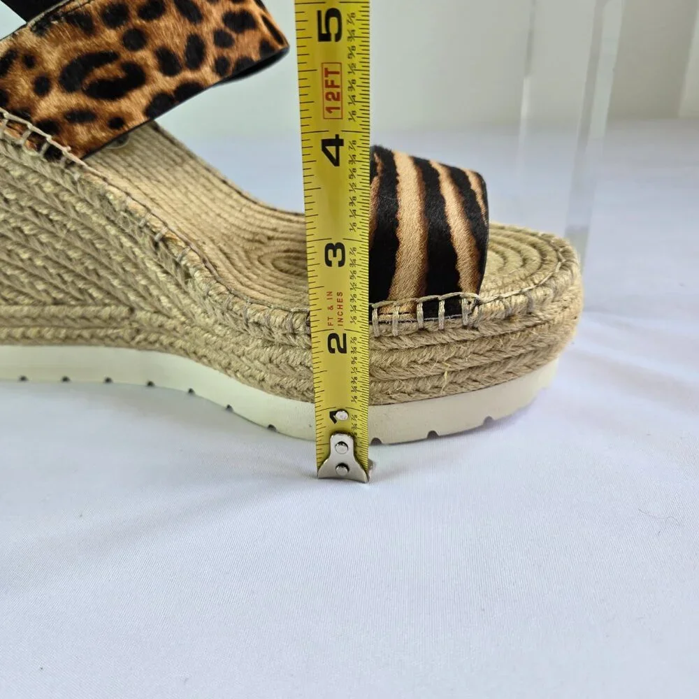 KENNETH COLE Women Espadrille - Open Toe Platform Wedge Sandals Sz 10 Zebra